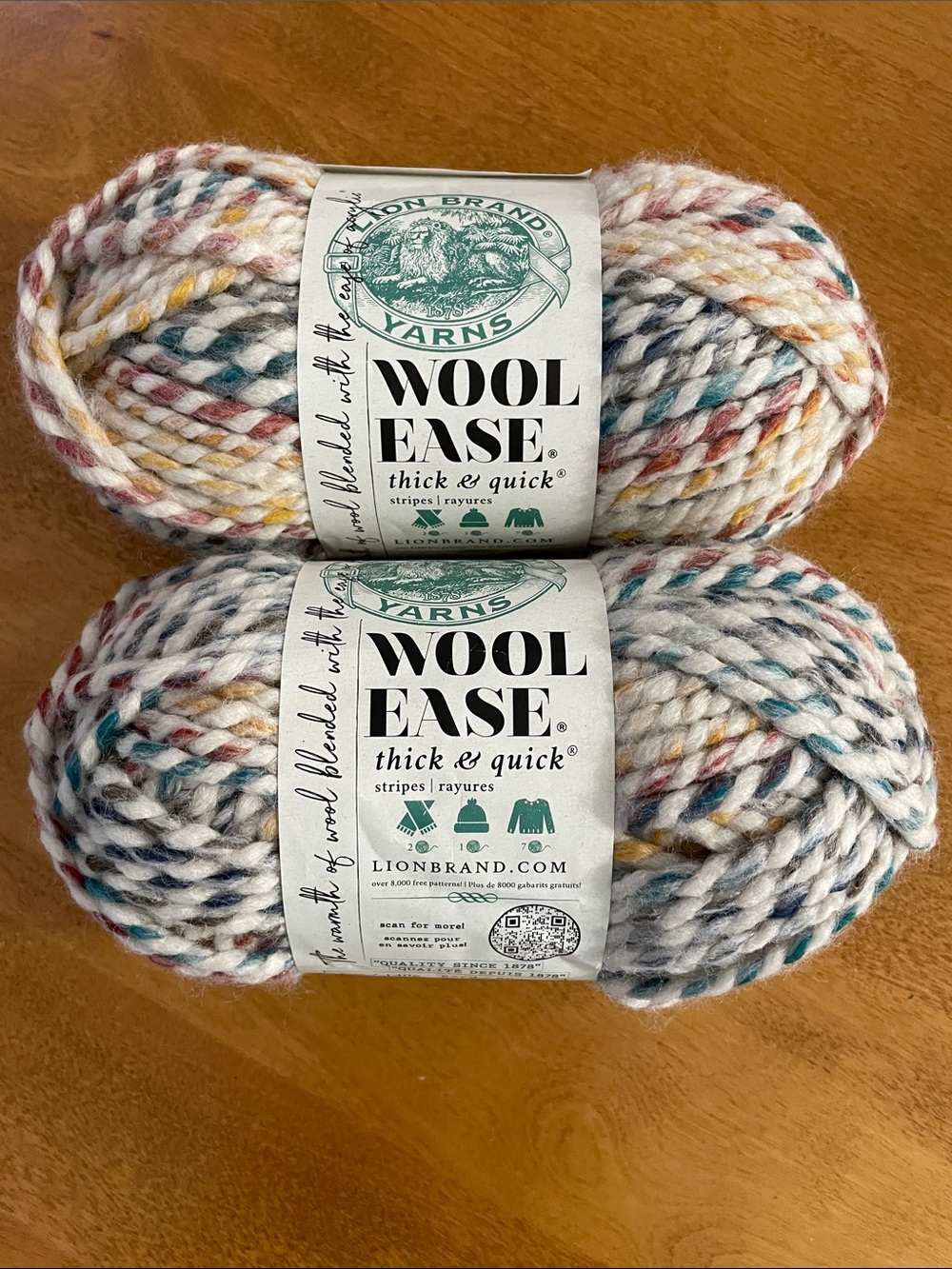 Lion Brand Wool-Ease Thick & Quick Yarn in White with Multicolor Flecks